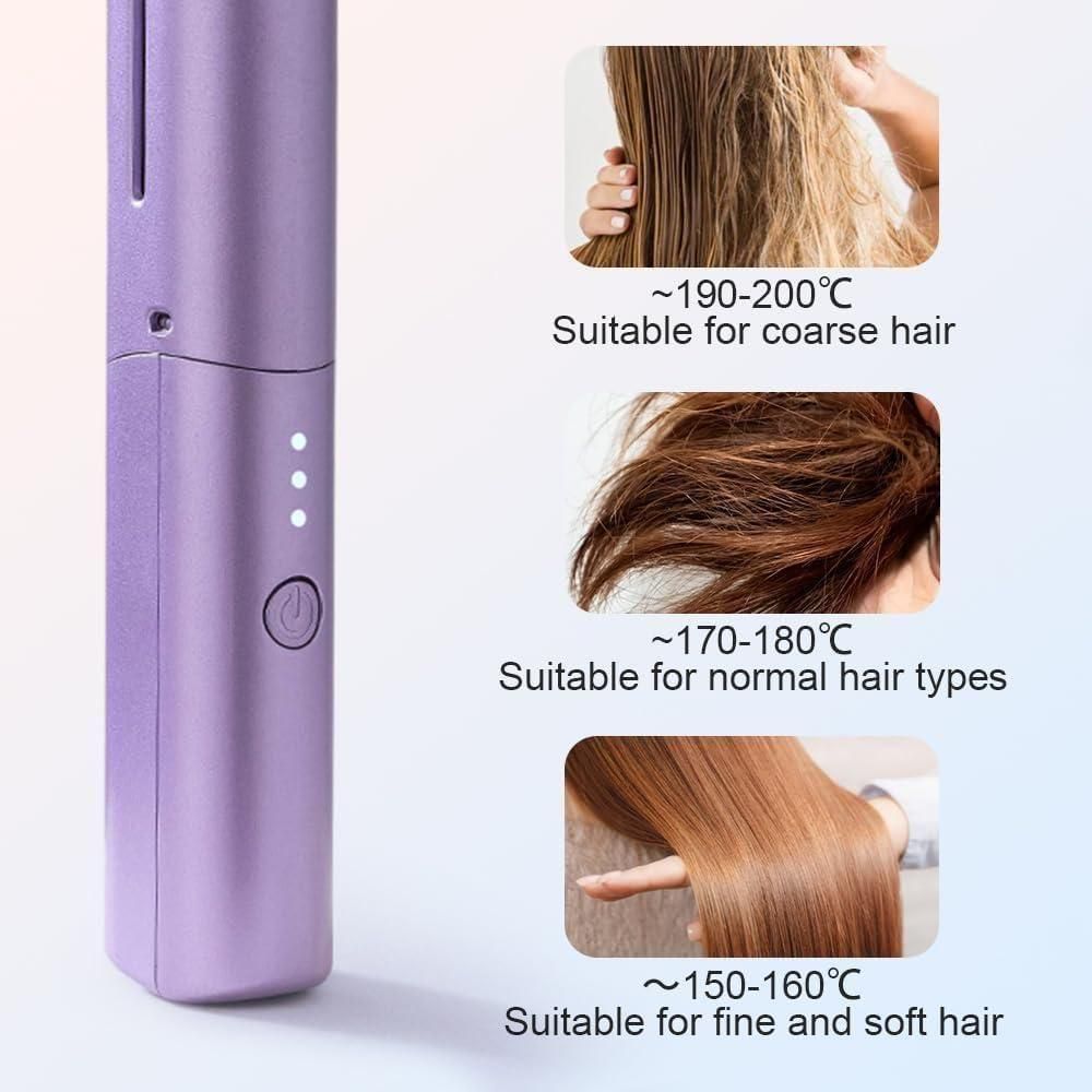 Meneflix Portable Mini Hair Straightener Cordless Rechargeable Hot Comb